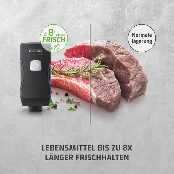 CASO Vacu OneTouch Pro Set - kabelloser Handvakuumierer mit umfangreichem Zubehör, Vakuumiergerät mit starker Pumpenleistung 12 Liter/Minute, langlebiger Lithium-Ionen-Akku für 85 min Laufzeit