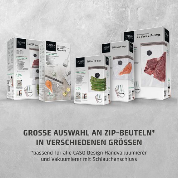 CASO Vacu OneTouch Akku-Vakuumierer – kabellos & kompakt, 3 L/Min, -0,4 bar, LED-Anzeige, Auto-Stopp, Lithium-Ionen-Akku, leichte Reinigung, inkl. ZIP-Beutel-Set & USB-C-Kabel