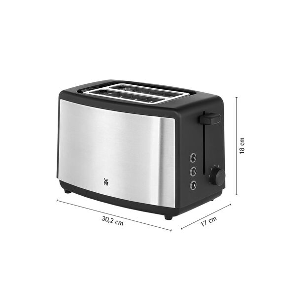 WMF Bueno Edition Toaster 2 Scheiben Edelstahl, Doppelschlitz Toaster mit Brötchenaufsatz, 2 Scheiben, 7 Bräunungsstufen, 800 W, edelstahl matt