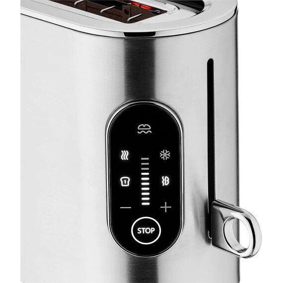 WMF Lumero Toaster 2 Scheiben, Langschlitz mit Brötchenaufsatz, XXL, Einseitiges Toasten, 1-Scheiben-Taste, 10 Bräunungsstufen, Toaster edelstahl matt