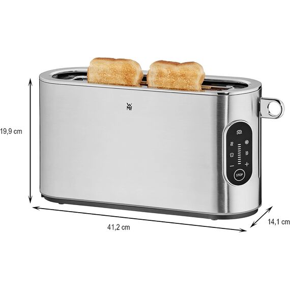 WMF Lumero Toaster 2 Scheiben, Langschlitz mit Brötchenaufsatz, XXL, Einseitiges Toasten, 1-Scheiben-Taste, 10 Bräunungsstufen, Toaster edelstahl matt