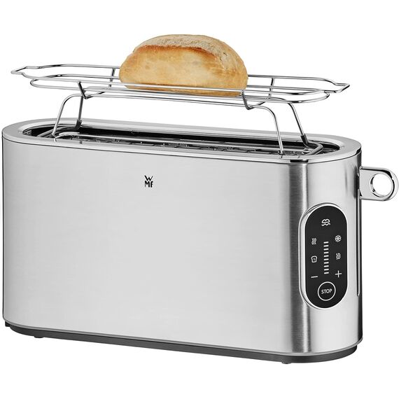 WMF Lumero Toaster 2 Scheiben, Langschlitz mit Brötchenaufsatz, XXL, Einseitiges Toasten, 1-Scheiben-Taste, 10 Bräunungsstufen, Toaster edelstahl matt