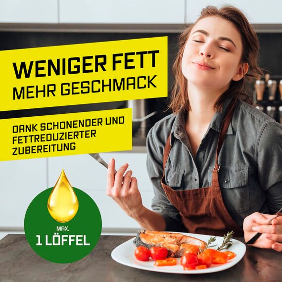 GOURMETmaxx FryUp vertikale Doppelkammer Heißluftfritteuse - 10 L | Airfryer mit 9,8 Zoll Multi-Colour LED-Touchdisplay & 11 Programmen | Heißluftfritteuse 2 Kammern mit Oberhitze