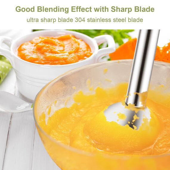 Stabmixer, Wancle pürierstab 600W Elektrischer hand blender Rührstab mit Turbo für die Zubereitung von Babynahrung, Salaten, Suppen und Gemüs (Black)