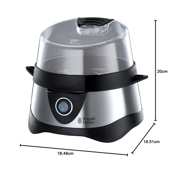 Russell Hobbs Eierkocher [Testsieger, 1-7 gekochte od. 3 gedämpfte Eier auf den Punkt genau] Edelstahl (inkl. Dampfgarer-Einsatz, automatische Abschaltung, Signalton, BPA-frei, Messbecher) 14048-56