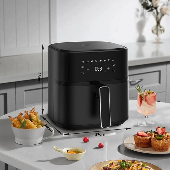 Heißluftfritteuse 6,5L Airfryer XL - 1700W Friteuse ohne Öl mit Metall-Innenraum | Heissluftfriteuse Air Fryer, 8 Programmen, Digitales LED-Display, Timer, Benutzerfreundlich, 80-200°C, Rezeptbuch