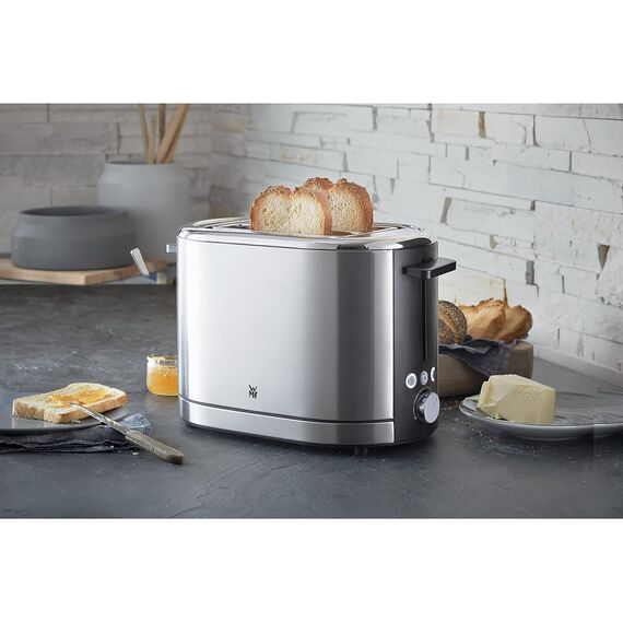 WMF Lono Toaster 2 Scheiben Edelstahl, Doppelschlitz Toaster für große Toastscheiben mit Brötchenaufsatz, 2 Scheiben, XXL-Toast, 7 Bräunungsstufen, 900 W, edelstahl matt