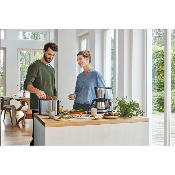WMF Lono Toaster 2 Scheiben Edelstahl, Doppelschlitz Toaster für große Toastscheiben mit Brötchenaufsatz, 2 Scheiben, XXL-Toast, 7 Bräunungsstufen, 900 W, edelstahl matt