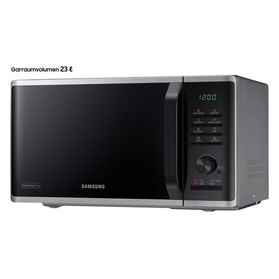 Samsung MG2AK3515AS/EG Mikrowelle mit Grill, 800 W, 23 ℓ Garraum, 48,9 cm Breite, Quick Defrost, 27 Automatikprogramme, Silber