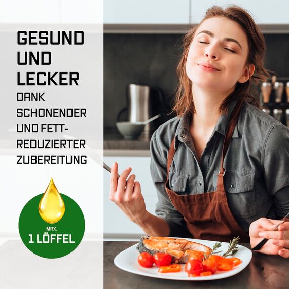 GOURMETmaxx Doppelkammer Heißluftfritteuse - 2 x 4 L | Synchro-Garzonen Airfryer | Fritteuse mit Touchscreen | Heißluftfritteuse 2 Kammern & 10 Programmen | fast ohne Öl frittieren