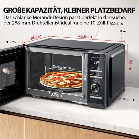 Toshiba MW3-AM25PFI(MG) Solo Mikrowelle 25L 900W Mikrowellenherd in Schlanken Morandi-Grau. Mit Origin-Inverter, Chef-Defrost, 10 Leistungsstufen, 7 Auto-Menüs, Easy Clean