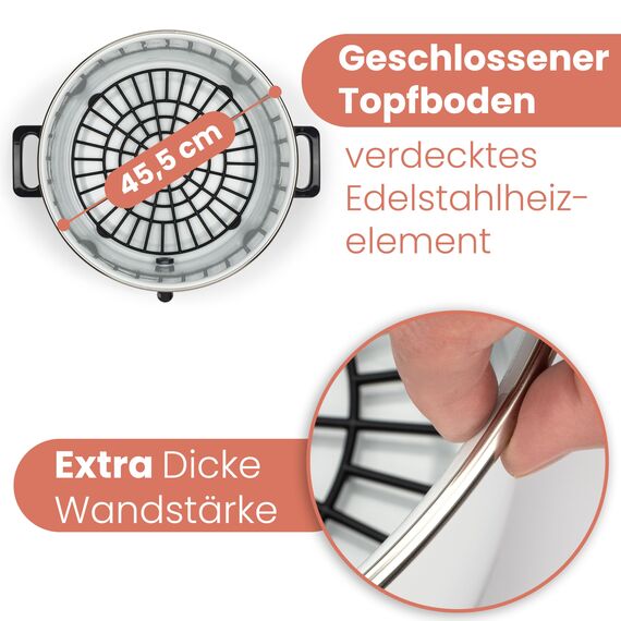 Clatronic® 2in1 Heißgetränke- & Einkochautomat mit 25L Tankinhalt | Einkochtopf für z.B. Glühwein oder Punsch | Glühweinkocher mit Emaillierung & integriertem Ablaufzapfhahn | 1800W | EKA 3338