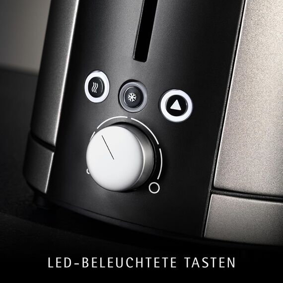 WMF Lono Silk Toaster 2 Scheiben, Edelstahl Matt Grau, Doppelschlitz Toaster mit XXL-Brötchenaufsatz, 7 Bräunungsstufen, LED-Funktionen, breiten Schlitzen und Krümelschublade, Anti-Fingerabdruck