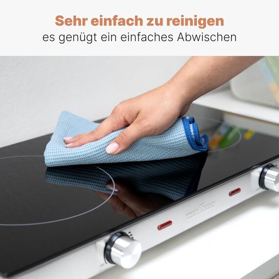 ProfiCook® Infrarot-Doppelkochplatte | Energiesparende Herdplatte mit zwei Feldern | Kochfeld aus kratzfester Glaskeramik | Kochplatte für alle Topfarten | Doppelkochplatte 2800 W | PC-DKP 1211