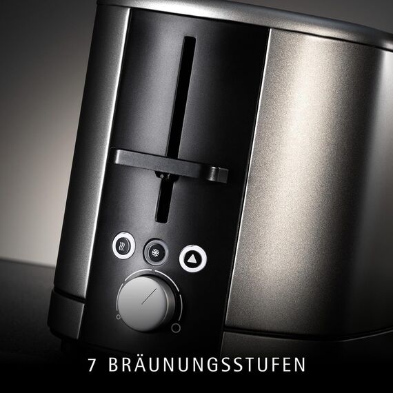 WMF Lono Silk Toaster 2 Scheiben, Edelstahl Matt Grau, Doppelschlitz Toaster mit XXL-Brötchenaufsatz, 7 Bräunungsstufen, LED-Funktionen, breiten Schlitzen und Krümelschublade, Anti-Fingerabdruck