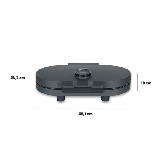 SEVERIN Duo-Waffeleisen Black Line, Doppelwaffeleisen für Herzwaffeln, PFAS-freie Beschichtung, mit Kontrollleuchte, praktische Kabelaufwicklung, 1.200 Watt, schwarz-matt, WA 2119