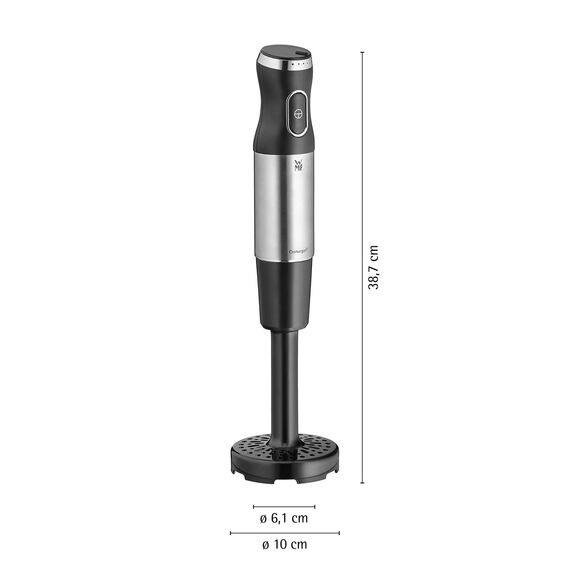 WMF Kult X Stabmixer Set 5-teilig – Edelstahl Pürierstab 600 W mit Schneebesen, Stampfer, Zerkleinerer und 700 ml Mixbecher, spülmaschinenfest, vielseitiger Mixer für Suppen, Smoothies und Babybrei