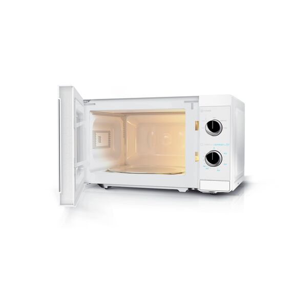 Sharp Mikrowelle YC-MS01E-C 20L, 800W, Manuelle Steuerung, 5 Leistungsstufen, Drehteller, Auftaufunktion, Kristallweiß