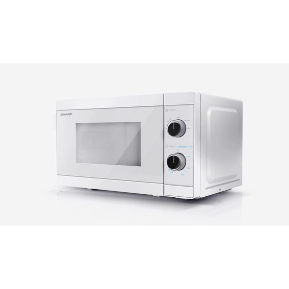 Sharp Mikrowelle YC-MS01E-C 20L, 800W, Manuelle Steuerung, 5 Leistungsstufen, Drehteller, Auftaufunktion, Kristallweiß