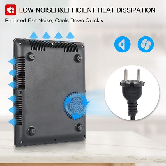 Induktionskochplatte, IsEasy Induktionskochfeld 1 Platte 2100W, 28cm Kochplatte, Tragbares Induktionskochfeld, 9 Heizstufen, 8-Stunden-Timer, Touch-Steuerung, Booster-Funktion, Schwarz, 220-240V