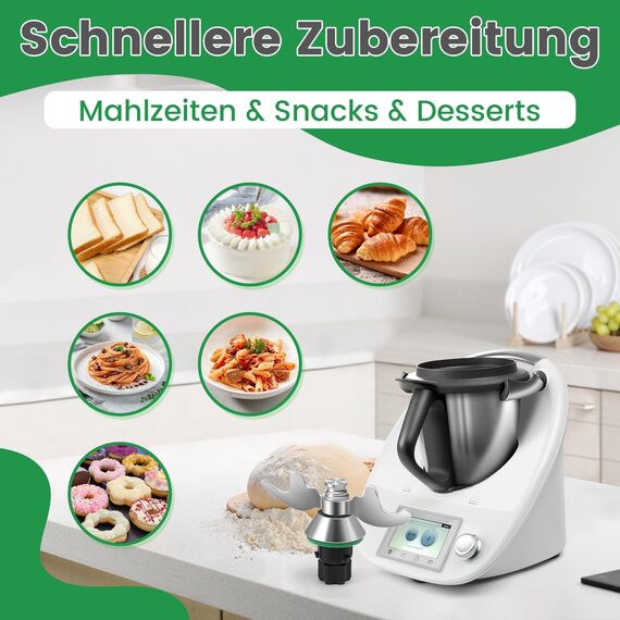 Inwee Messer für Thermomix TM7, Teigmesser TM6, Mixmesser Ersatz Zubehör passend für Thermomix TM6,TM5,TMF, Edelstahl-Teigmischmesser, Kein Teig-Rückstand, Ersatzteile für Vorwerk Thermomix Messer