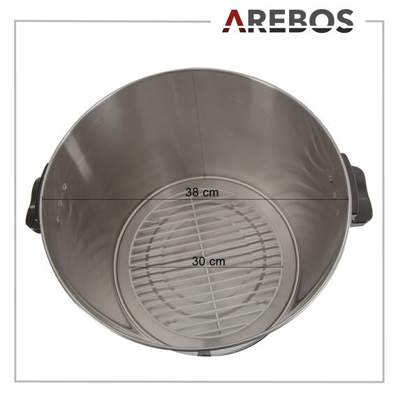 Arebos Einkochautomat 2500 W | Einkochtopf 28 L | mit Thermostat & Überhitzungsschutz | stufenlose Temperatureinstellung 30-110°C | Glühweinkocher | inkl. Einmachglasheber & Einmachtrichter | Weiß