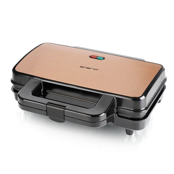 Emerio XXL Sandwichmaker | Kupfer Edition | für 2 Sandwiches in Muschelform | Käse läuft nicht aus & super leicht zu reinigen| PFAS-frei durch ILAG Antihaftbeschichtung | 900 W | ST-130328.2