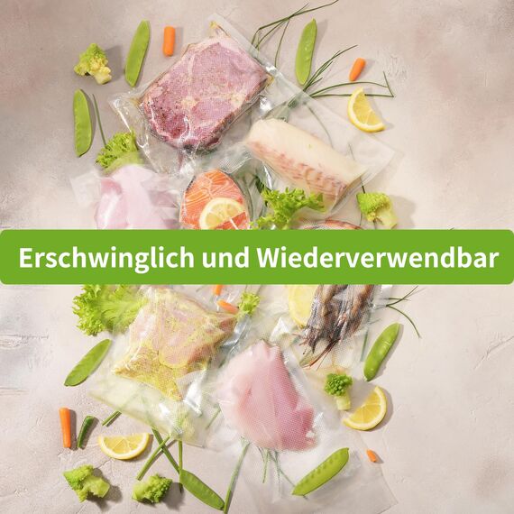 Vihoom Vakuumierbeutel 6 Rollen Vakuumierfolie 28x300cm(18m), Profi- Folienrollen Vakuumierer Lebensmittel BPA-frei, stark & reißfest, für alle Vakuumierer & Sous Vide