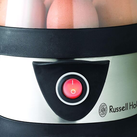Russell Hobbs Eierkocher [Testsieger, 1-7 gekochte od. 3 gedämpfte Eier auf den Punkt genau] Edelstahl (inkl. Dampfgarer-Einsatz, automatische Abschaltung, Signalton, BPA-frei, Messbecher) 14048-56