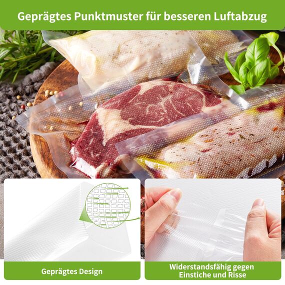 Vihoom Vakuumierbeutel 6 Rollen Vakuumierfolie 28x300cm(18m), Profi- Folienrollen Vakuumierer Lebensmittel BPA-frei, stark & reißfest, für alle Vakuumierer & Sous Vide