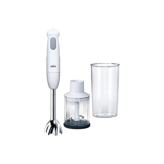 Braun MultiQuick 1 MQ 120 Pesto Stabmixer - Pürierstab mit abnehmbarem Edelstahl Mixfuß mit PowerBell Technologie, inkl. 600 ml Mix- und Messbecher und Zerkleinerer, 450 Watt, Weiß