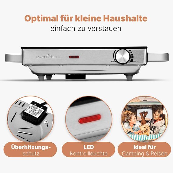 ProfiCook® Infrarot-Einzelkochplatte | Energiesparende Herdplatte | Kochfeld aus kratzfester Glaskeramik | Kochplatte Stufenlose Temperaturregelung | 2000 W | PC-EKP 1210