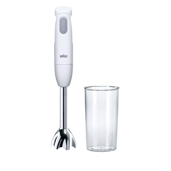 Braun MultiQuick 1 MQ 100 Curry Stabmixer - Pürierstab mit abnehmbarem Edelstahl Mixfuß mit PowerBell Technologie, inkl. 600 ml Mix- und Messbecher, 450 Watt, Weiß