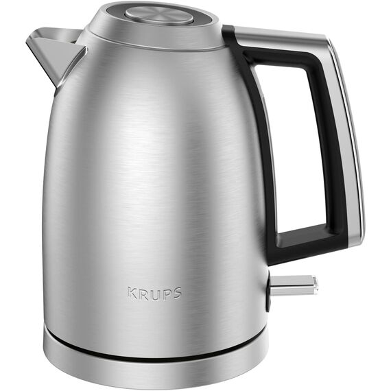 KRUPS BW552D Excellence Elektrischer Wasserkocher, Premium Gebürstetes Metall Finish, 1,7 L Kapazität, Auto Shut-Off, Schnurloser Wasserkocher, Auf 360° Drehbarem Sockel