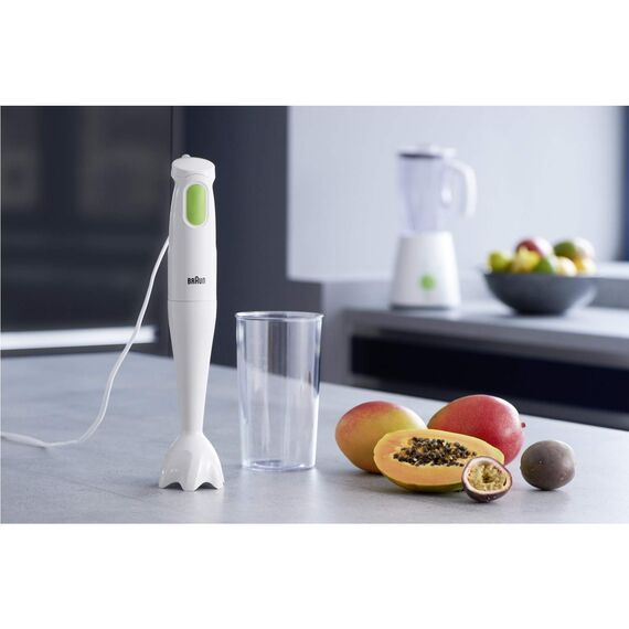 Braun MultiQuick 1 MQ 100 Soup Stabmixer - Pürierstab mit abnehmbarem Mixfuß mit PowerBell Technologie, inkl. 600 ml Mix- und Messbecher, 450 Watt, Weiß