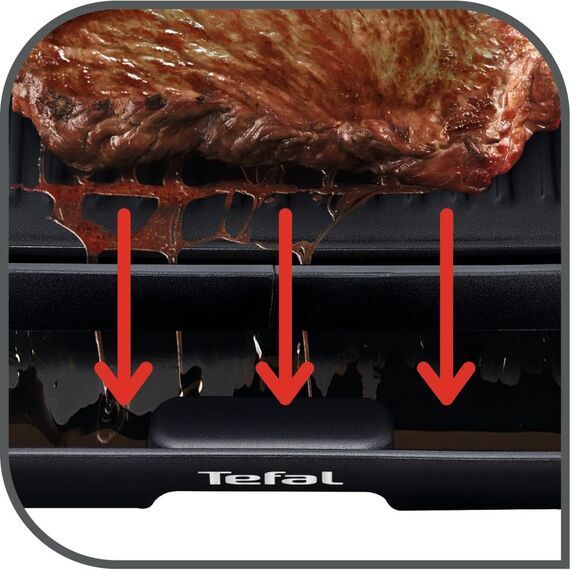 Tefal Tischgrill Malaga, Elektrogrill, regelbarer Thermostat, antihaftbeschichtete Grillplatte, 2/3 Grill, 1/3 Teppanyaki, abnehmbares Kabel, Platte und Abtropfschale spülmaschinenfest, 2000W, TG3918