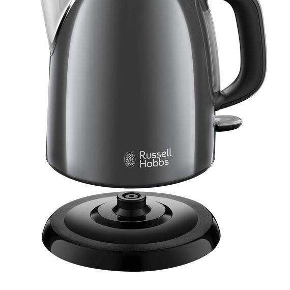 Russell Hobbs Wasserkocher klein [1,0l] Colours+ Edelstahl Grau (2400W, Schnellkochfunktion, herausnehmbarer Kalkfilter, außenliegende Wasserstandsanzeige, kleiner Reisewasserkocher)Teekocher 24993-70