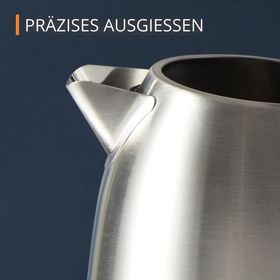 KRUPS BW552D Excellence Elektrischer Wasserkocher, Premium Gebürstetes Metall Finish, 1,7 L Kapazität, Auto Shut-Off, Schnurloser Wasserkocher, Auf 360° Drehbarem Sockel