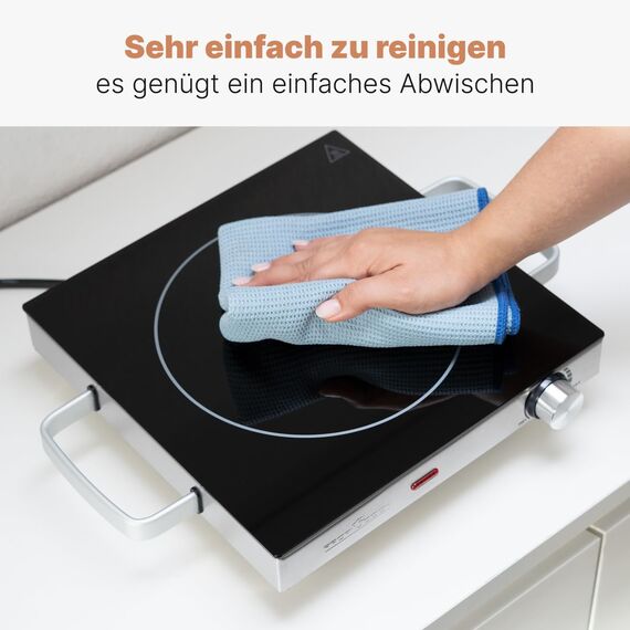 ProfiCook® Infrarot-Einzelkochplatte | Energiesparende Herdplatte | Kochfeld aus kratzfester Glaskeramik | Kochplatte Stufenlose Temperaturregelung | 2000 W | PC-EKP 1210