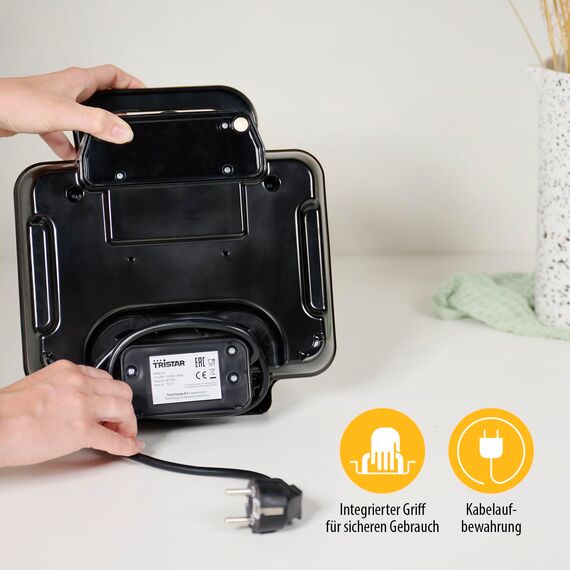 Tristar WF-2195 Waffeleisen – Zwei Waffeln gleichzeitig – Edelstahlgehäuse, Antihaftbeschichtung, 1000 W, einstellbarer Thermostat für perfekte Bräunung, Kontrollleuchten, einfache Reinigung