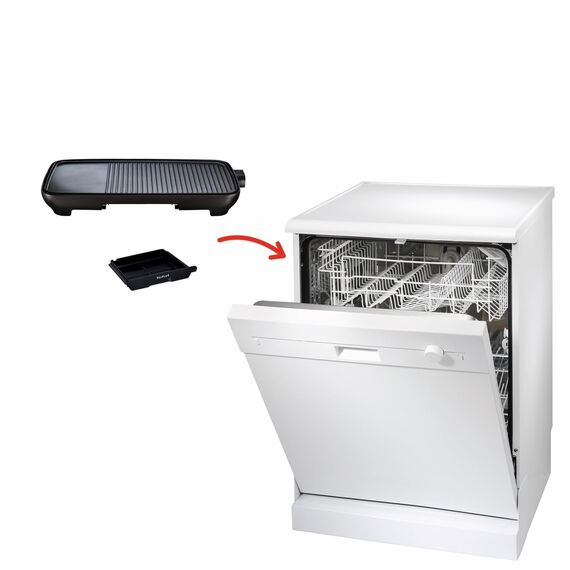 Tefal Tischgrill Malaga, Elektrogrill, regelbarer Thermostat, antihaftbeschichtete Grillplatte, 2/3 Grill, 1/3 Teppanyaki, abnehmbares Kabel, Platte und Abtropfschale spülmaschinenfest, 2000W, TG3918
