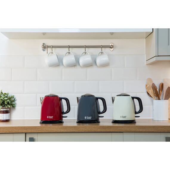 Russell Hobbs Wasserkocher [1,0l] Colours+ Edelstahl Creme (2400W, Schnellkochfunktion, herausnehmbarer Kalkfilter, außenliegende Wasserstandsanzeige,kleiner Reisewasserkocher) Teekocher 24994-70