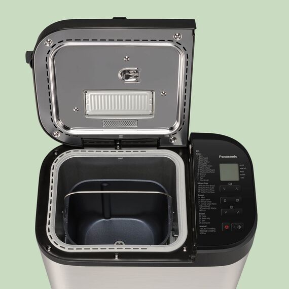 Panasonic SD-YR2550 Vollautomatischer Brotbackautomat, horizontales Design, Rosinen-Nussverteiler und Hefespender, 31 automatische Programme, zwei Temperatursensoren, 13-Stunden-Zeitvorwahl, Silber