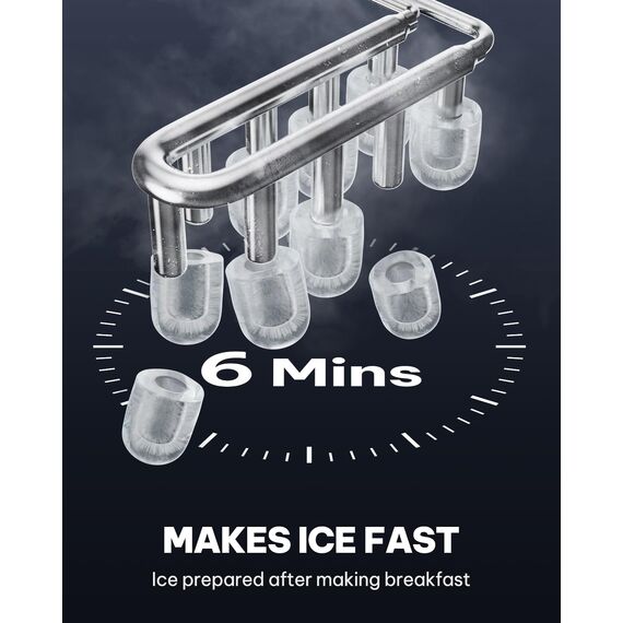 Silonn Eiswürfelmaschine mit Griff-Eiswürfelkorb – Tragbar & Selbstreinigend, Mini Ice Maker 9 Eiswürfel/6 Min. 12 KG/Tag, Eiswürfel einfach entnehmen und überall nutzen