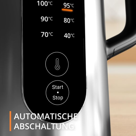 Krups Selection Wasserkocher, 1,7 Liter Fassungsvermögen für bis zu 6 Tassen, 6 Temperaturen, Real-Time Display, Warmhaltefunktion, kühle Außenseite, Auto-Abschaltung, Edelstahl, BW871DF0