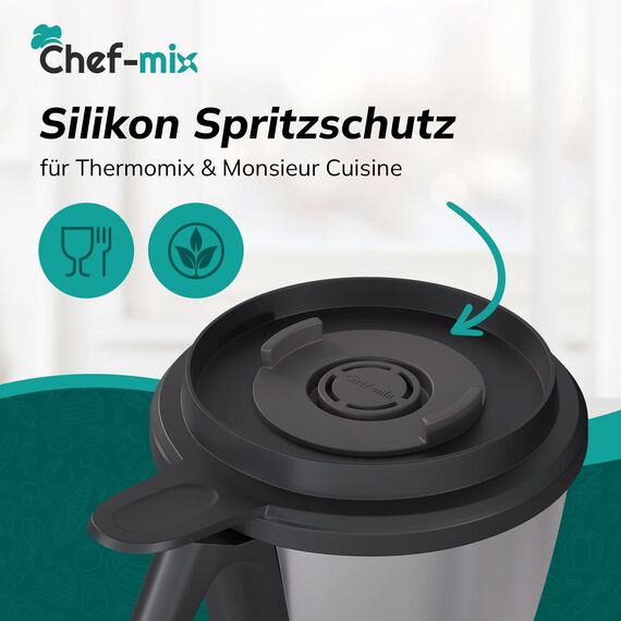 Chef-Mix Spritzschutz für Thermоmix TM5 TM6 TM31 Monsieur Cuisine Smart Trend Connect - Silikon Sieb Spritzschutz Thermоmix Topf - TM5 Deckel Thermоmix TM6 Zubehör TM31 Zubehör Thermоmix Silikondeckel