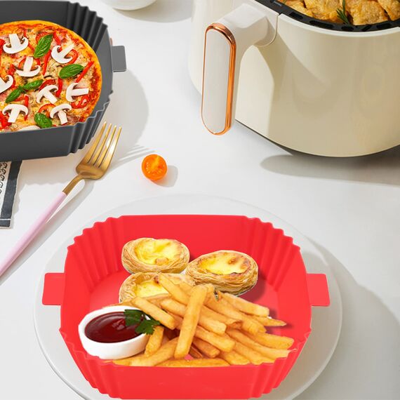 Silikon Backform für Heißluftfritteuse-Backpapier Für Heißluftfritteuse Zuschnitte,Silikonform Für Airfryer Zubehör Silikonbackformen Air Fryer Silikon Accessories Silikoneinsatz