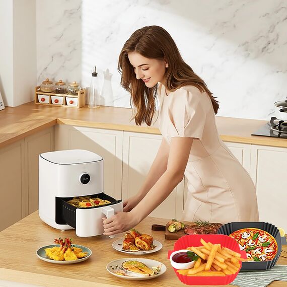 Silikon Backform für Heißluftfritteuse-Backpapier Für Heißluftfritteuse Zuschnitte,Silikonform Für Airfryer Zubehör Silikonbackformen Air Fryer Silikon Accessories Silikoneinsatz