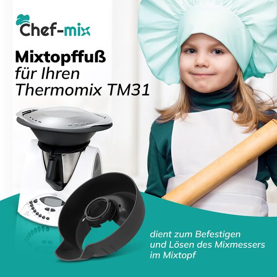 Chef-Mix TM 31 Mixtopffuss Schwarz Ersatz für Vоrwerk Thermоmix Mixtopf Unterteil TM31 - Kunststoff Behälterunterteil für Thermоmix Mixtopf TM31 - Thermоmix TM31 Ersatzteile & Thermоmix Zubehör TM31