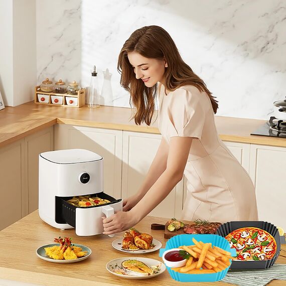 Silikon Backform für Heißluftfritteuse-Backpapier Für Heißluftfritteuse Zuschnitte,Silikonform Für Airfryer Zubehör Silikonbackformen Air Fryer Silikon Accessories Silikoneinsatz